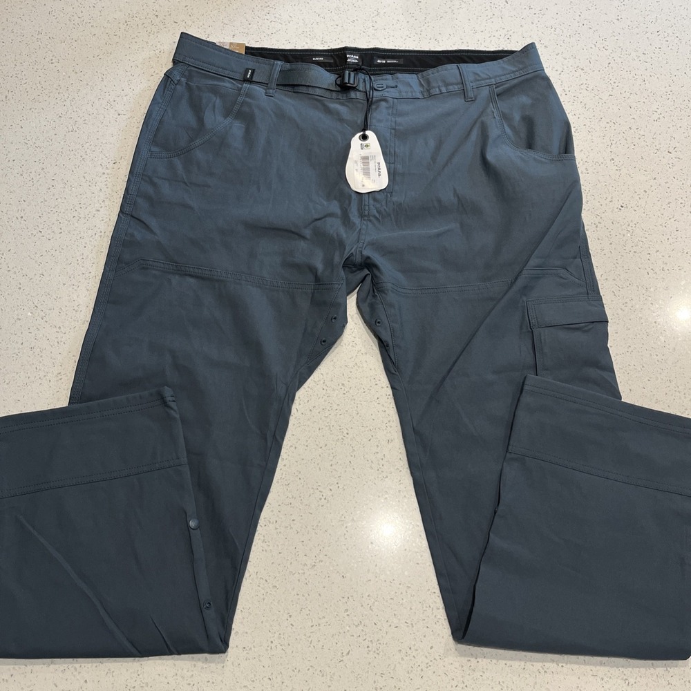 NEW Prana Zion II Pants 40/32 Stretch Slim Fit Tapered Cargo Gray Blue